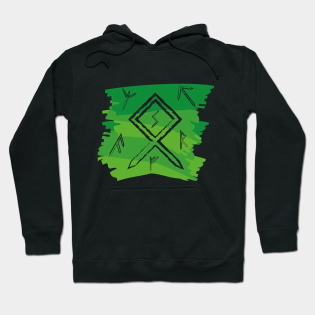 Celtic Green Paint Runes Norse Mythology Asatru Hoodie by vikki182@hotmail.co.uk